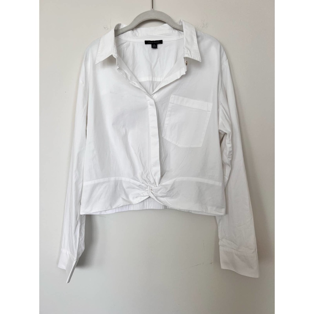 Tommy Hilfiger White Twist Waist Button Up Blouse Shirt